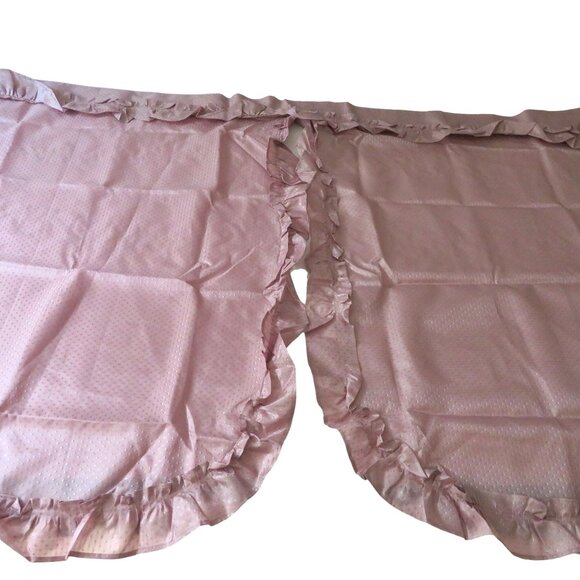 Vintage Style Pink Ruffled Polyester Curtains Split Panels No Tie Backs Bath NEW - Picture 4 of 6